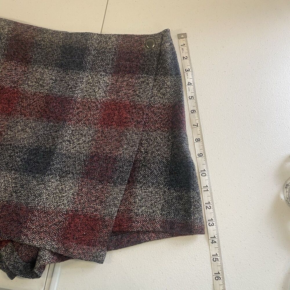 Free People Womens Emmy Mini Menswear Plaid Skort Grey Cotton Size 6 - Picture 12 of 13